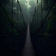 Fototapeta premium Mysterious Jungle Bridge A Walk Through the Verdant Canopy