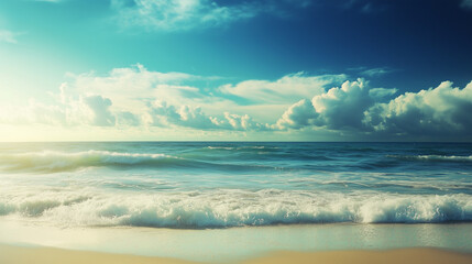 Blue sky over calm sea. Blue sea and sunny sky on horizon over calm water