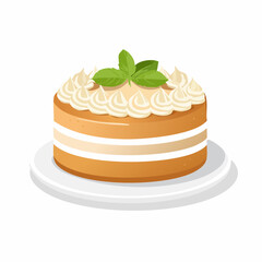 Vector Cake with Cream on Plate Illustration