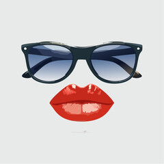 Bold Red Lips and Oversized Sunglasses