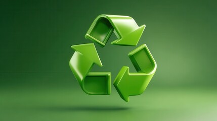 Obraz premium A 4K photo of green eco social recycling icon recycle logo symbol ecological waste management zero waste sign 3d.