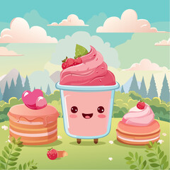 Cute Kawaii Character and Dessert Icons