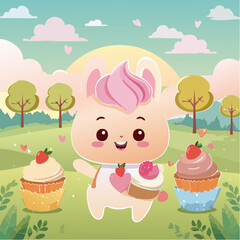 Cute Kawaii Character and Dessert Icons