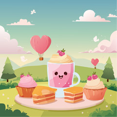 Cute Kawaii Character and Dessert Icons