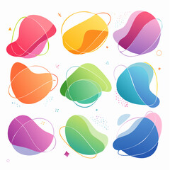 Colorful Abstract Flowing Shapes Background Set