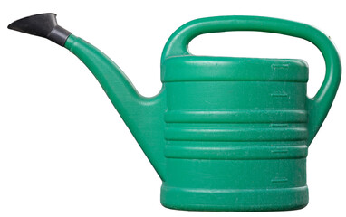 Plastic watering can  for watering plants in the garden on an isolated background.