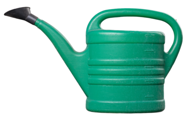 Plastic watering can  for watering plants in the garden on an isolated background.
