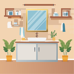 Contemporary Bathroom Vanity with Mirror and Sink