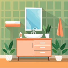 Contemporary Bathroom Vanity with Mirror and Sink