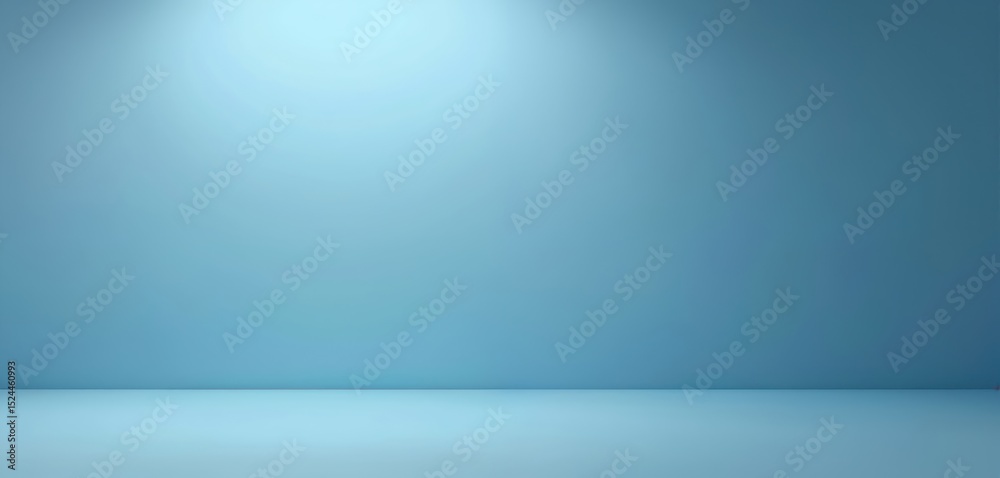 Aufkleber Blue empty room studio background. Gradient used for product display presentation. Clean simple minimalist interior with soft light. Space for text. Empty wall with floor. For product showcase, web