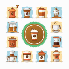 Barista Coffee Icon Set