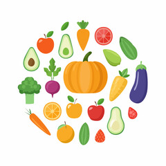 Fruits and Vegetables Icon Set