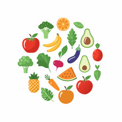 Fruits and Vegetables Icon Set