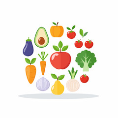 Fruits and Vegetables Icon Set