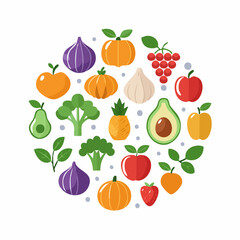 Fruits and Vegetables Icon Set