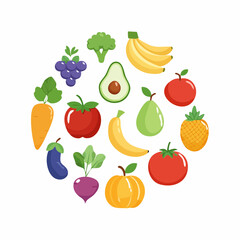 Fruits and Vegetables Icon Set