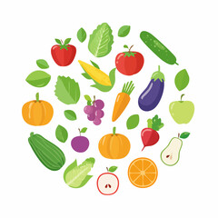 Fruits and Vegetables Icon Set