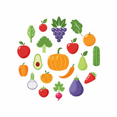 Fruits and Vegetables Icon Set