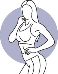 Woman in a confident pose with a fitness body outlined in minimalist lines