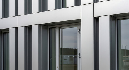 Fototapeta premium Modern office space with glass door and steel elements