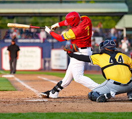 yellow baseball catcher