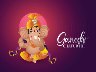 Ganesh chaturthi celebration card with creative character