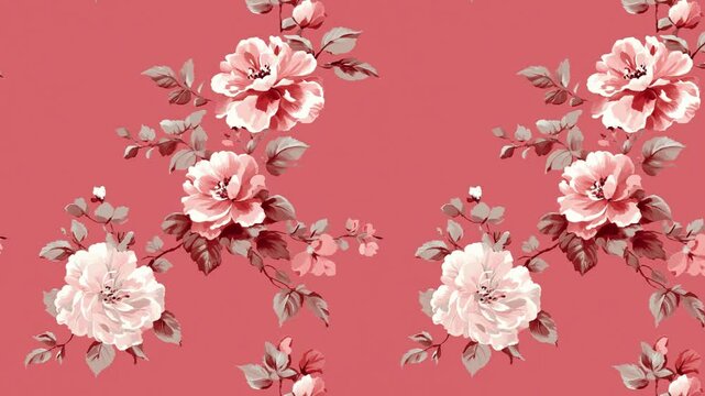 Floral Tile Pattern Loop Animation Background with Copy Space
