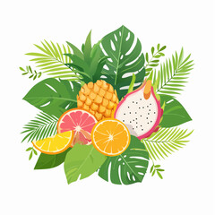 Colorful Tropical Fruits Illustration