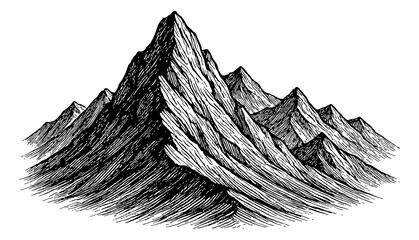 Mountain range silhouette against a dark sky, with visible peaks and ridges