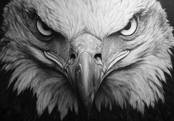 Close-up of bald eagle with intense gaze. © Jodie