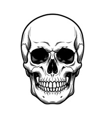 Isolated Skull Silhouette Illustration on Black Background for Halloween Theme