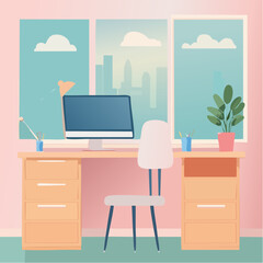 Minimalist Pastel Home Office Desk
