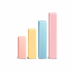 Pastel 3d Bar Chart Vector Illustration
