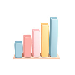 Pastel 3d Bar Chart Vector Illustration