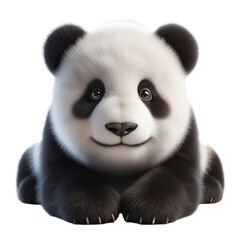 Naklejka premium A small panda cub sits contentedly, surrounded by soft textures. With its big, expressive eyes and fluffy fur, it radiates joy and curiosity. The cozy atmosphere enhances its charm