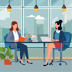Women in Business, Reading and Lifestyle Illustration Set