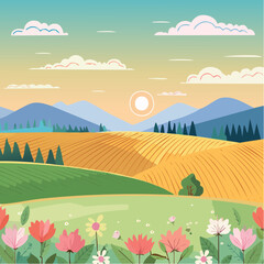 Obraz premium Floral Line Art Backgrounds