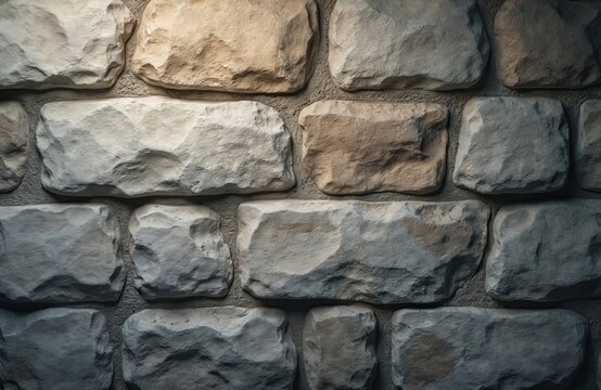 Stone wall texture background. Weathered, rough stone surface texture. Rustic exterior design. Architecture design for home building, house facade, or old urban construction.