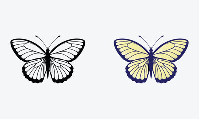 Obraz premium Butterfly Line & Colorful Vector on White Background