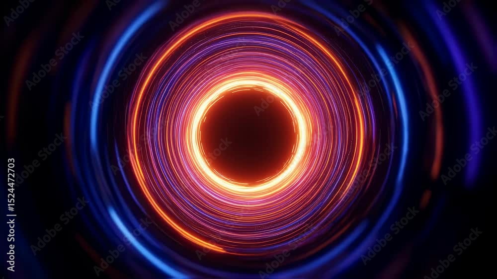 Poster abstract glowing circle portal with neon light. digital light speed tunnel with data flow. futuristi