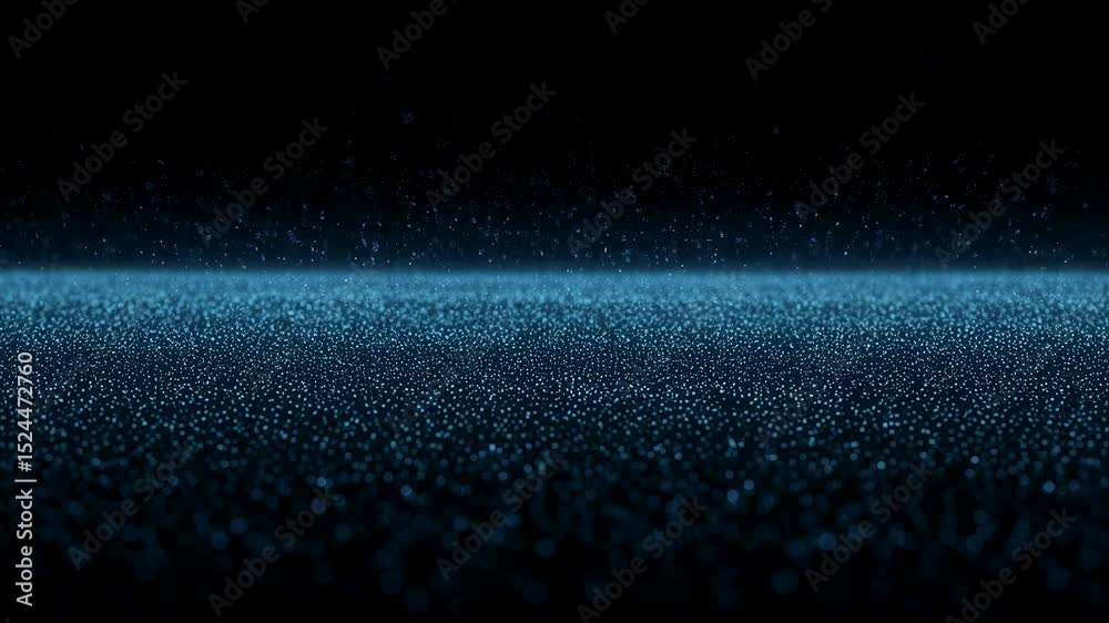 Wall mural blue sparkling particles flowing across a black background. digital data stream and cyberspace conce