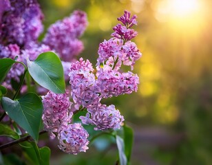 Obraz premium closeup shot of common lilacs blossoming in the garden