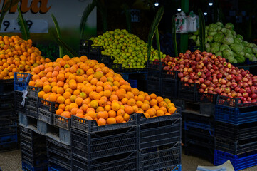 Tropical Fruits and Local Produce at Open Market in Cyprus