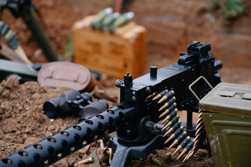 Machine Gun in WW1 Trench
