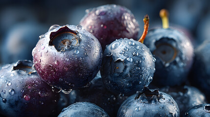 Fresh Blueberries Close-Up with Soft Lighting and Sharp Detail
