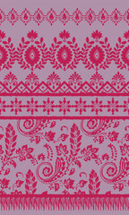 Motifs Ikat floral paisley embroidery on white background.geometric ethnic oriental pattern traditional.Aztec style abstract vector illustration.design for texture,fabric,clothing,wrapping,decoration