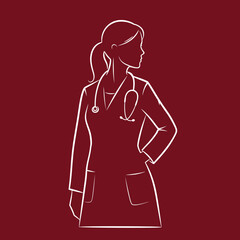 Woman Doctor Silhouette. Vector illustration