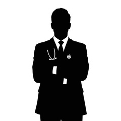 Man Doctor Silhouette. Vector illustration