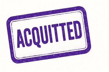 Purple "ACQUITTED" stamp with slight texture.