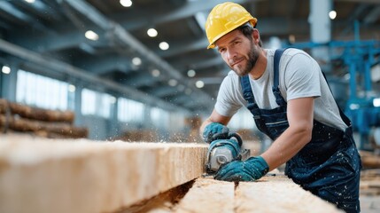 The expert carpenter is carving numerous textures on a timber plank, illustrating the creative process involved in woodworking and the expertise required for beautiful designs.